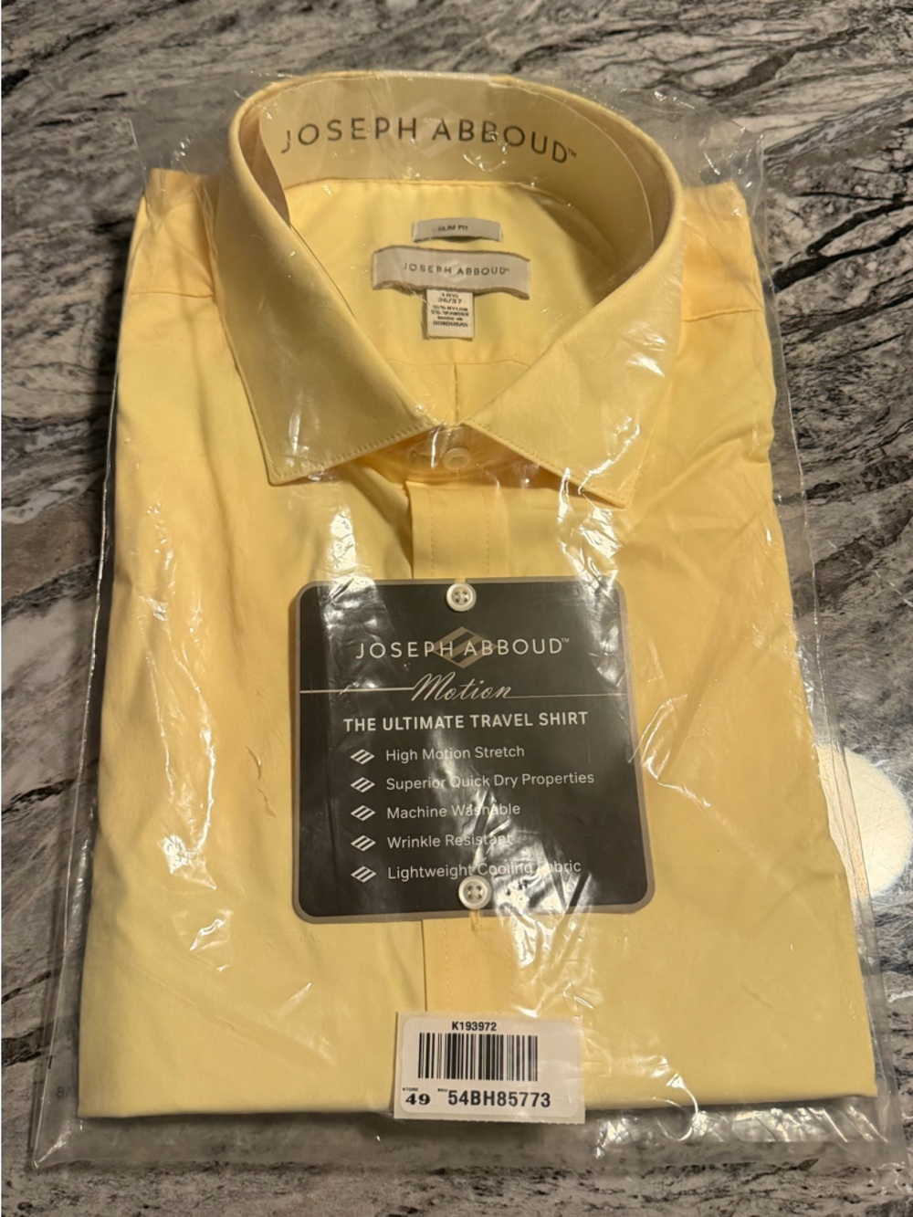 Joseph Abboud Pale Yellow Short-Sleeve Travel Shirt